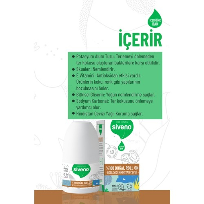 Siveno Doğal Roll-On Unısex Hindistan Cevizli 50Ml