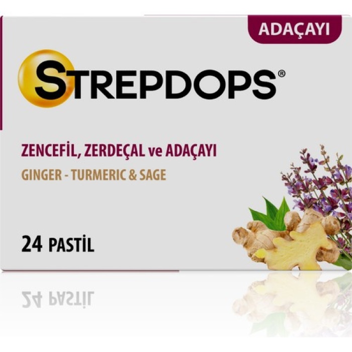 Strepdops Pastil Zencefil, Zerdeçal , Adaçayı 24Lü