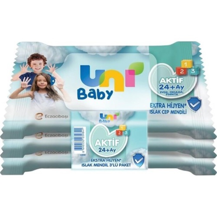 Uni Baby Islak Mendil Aktif Hijyenik 3 X15 Li (24+ Ay)