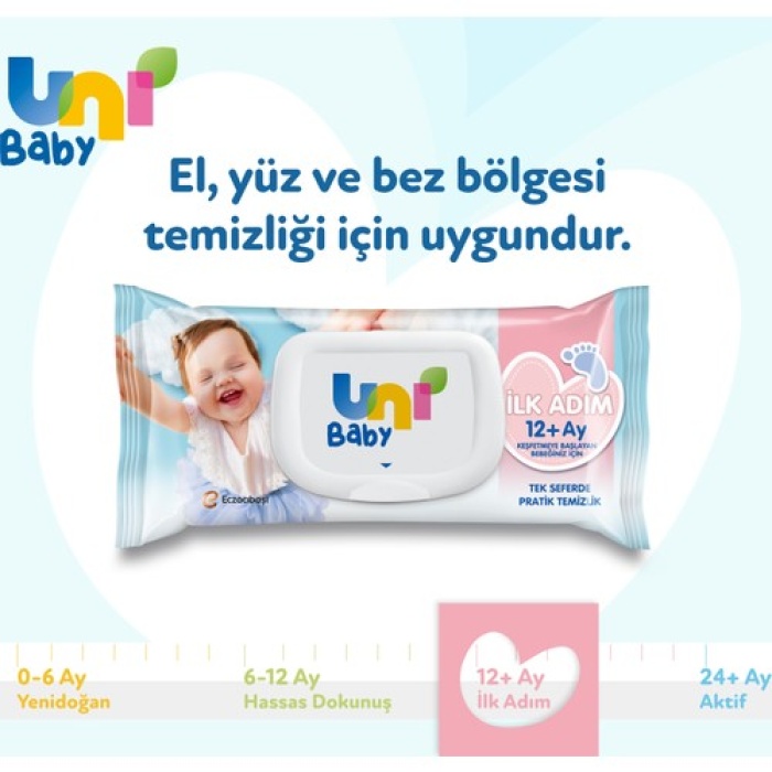 Uni Baby İlk Adım Islak Mendil 3Lu (12+ Ay)