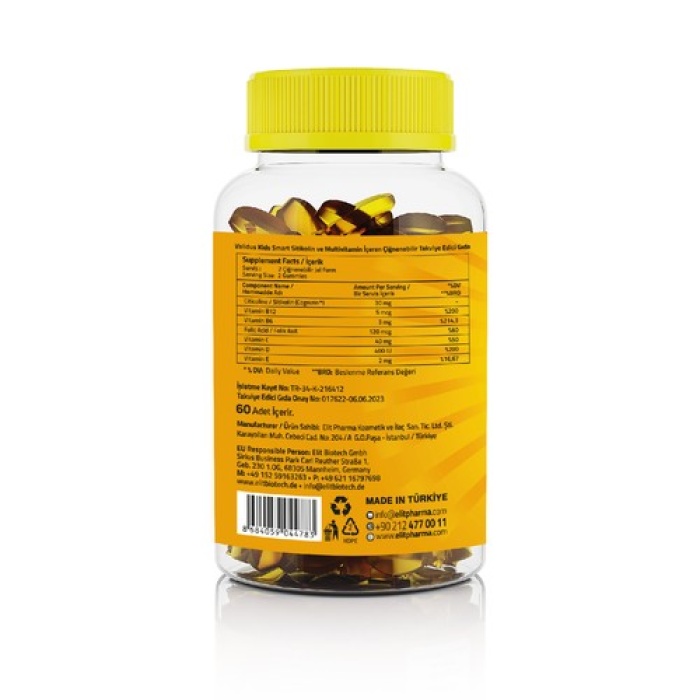 Valıdus Kıds Smart Cognızın Cıtıcolıne 60 Gummıes (Bovıne Gelatın)