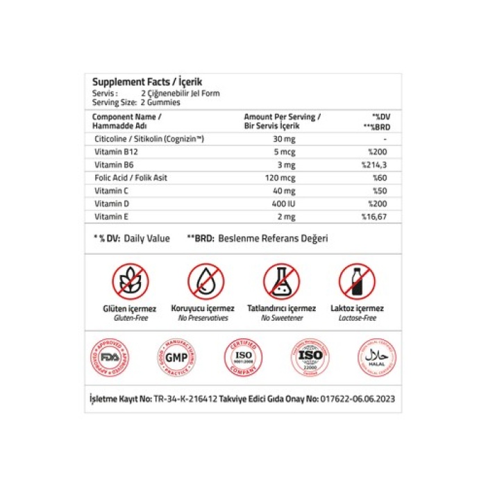 Valıdus Kıds Smart Cognızın Cıtıcolıne 60 Gummıes (Bovıne Gelatın)