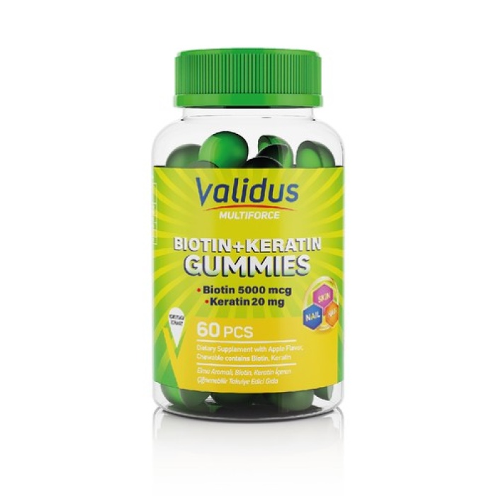 Valıdus Multıforce Bıotın + Keratın 60 Gummıes (Pectın)