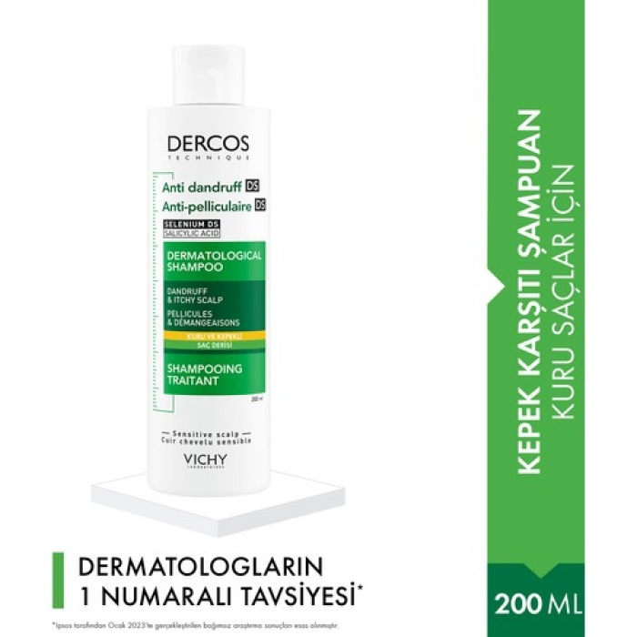 Vichy Dercos Anti-Pelliculaire Anti-Dandruff Kepek Karşıtı Şampuan 200 Ml - Kuru Saç
