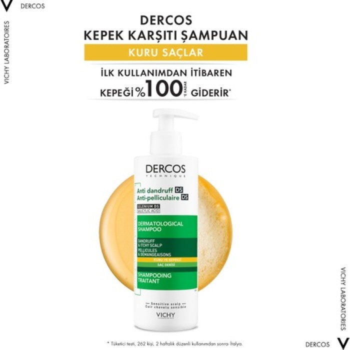 Vichy Dercos Anti-Pelliculaire Anti-Dandruff Kepek Karşıtı Şampuan 390 Ml - Kuru Saçlar