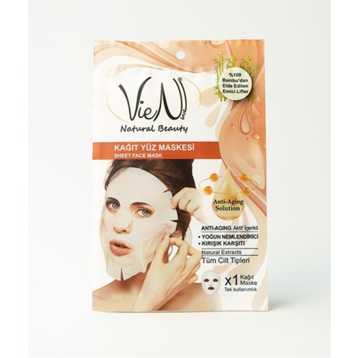 Vien Kagıt Yüz Maskesi Anti-Aging Aktif İcerikli +Yogun Nemlendirici+ Kırısıklık Karşıtı