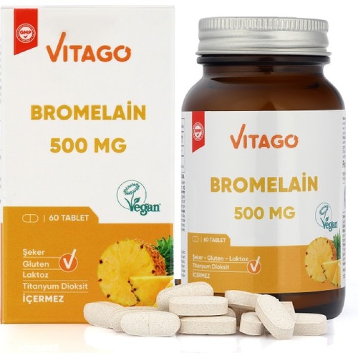 Vıtago Bromelaın 500 Mg 60 Tablet Takvıye Edıcı Gıda