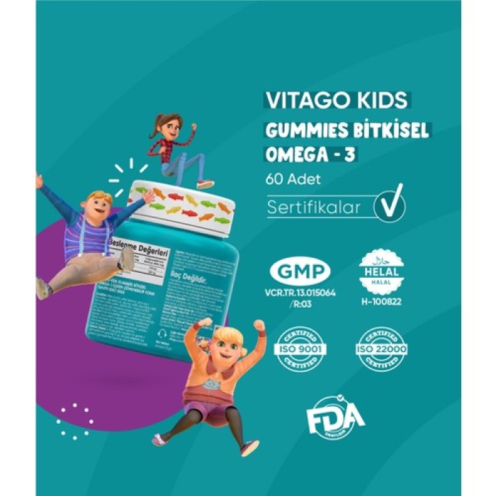 Vıtago Kıds Gummıes Bıtkısel Omega-3 Iceren Cıgnenebılır Form (Rafadan Tayfa)