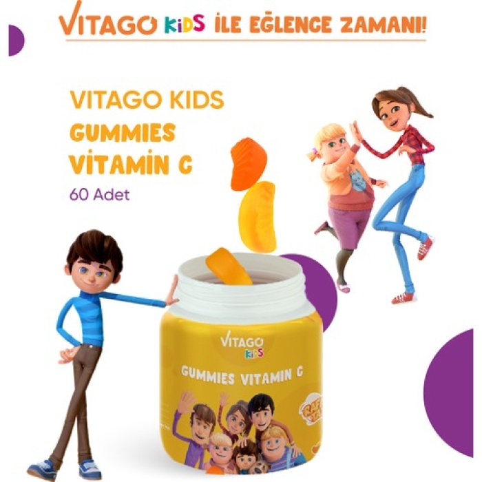 Vıtago Kıds Gummıes Vıtamın C Iceren Cıgnenebılır Form Teg (Rafadan Tayfa)