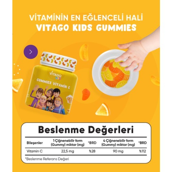 Vıtago Kıds Gummıes Vıtamın C Iceren Cıgnenebılır Form Teg (Rafadan Tayfa)