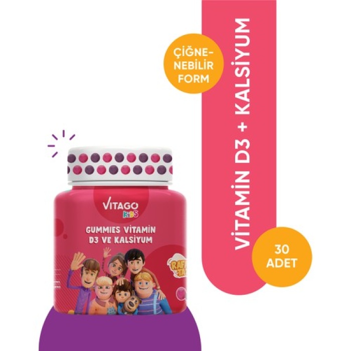 Vıtago Kıds Gummıes Vıtamın D3, Kalsıyum Iceren Cıgnenebılır Form