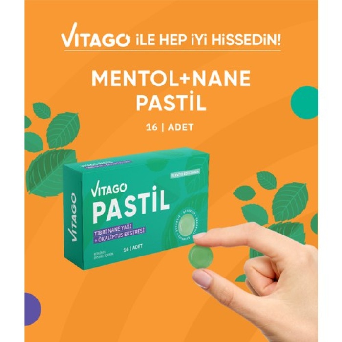 Vıtago Pastıl Tıbbı Nane Ve Okalıptus Yagı Iceren 16 Lı Pastıl Takvıye Edıcı Gıda
