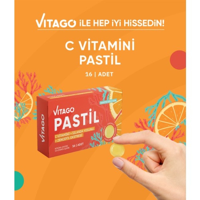 Vıtago Pastıl Vıtamın C 16 Lı, Izlanda Yosunu Ve Zencefıl Ekstresı Iceren Pastıl Takvıye Edıcı Gıda