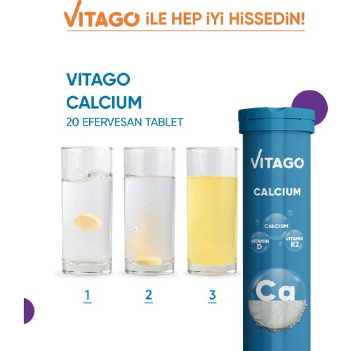 Vıtago Prokalsıyum, Vıtamın D + Vıtamın K2 Iceren 20Lı Efervesan Tablet