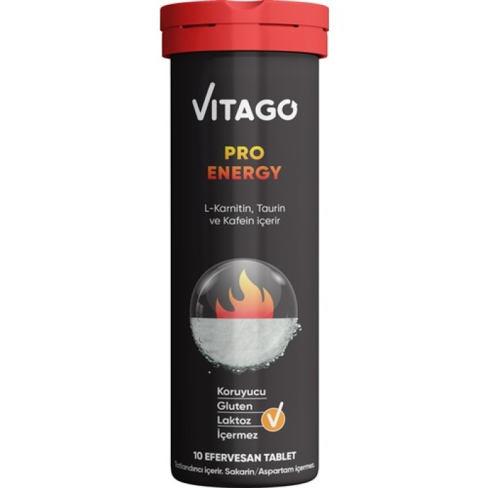 Vitago Energy L-Karnitin Taurin Kafein İçeren Efervesan Tablet 10Lu