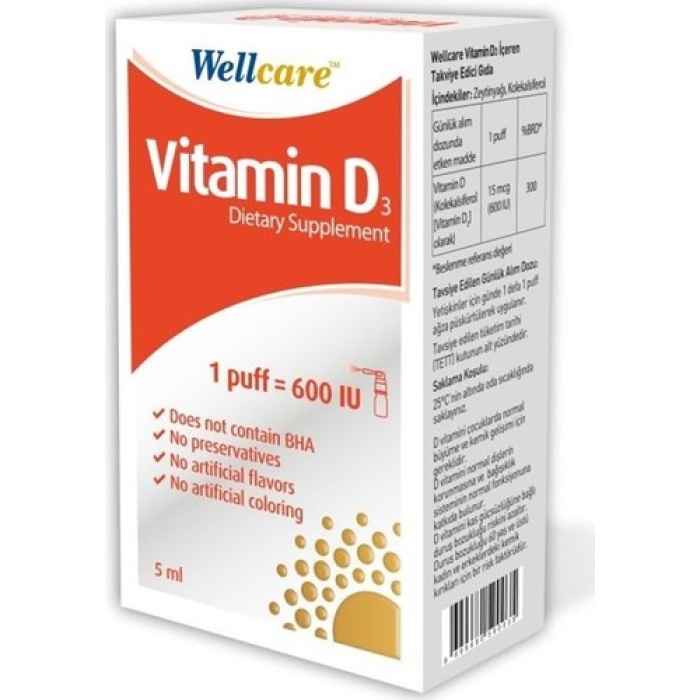 Wellcare Vıtamın D3-600 Iu 5 Ml Sprey