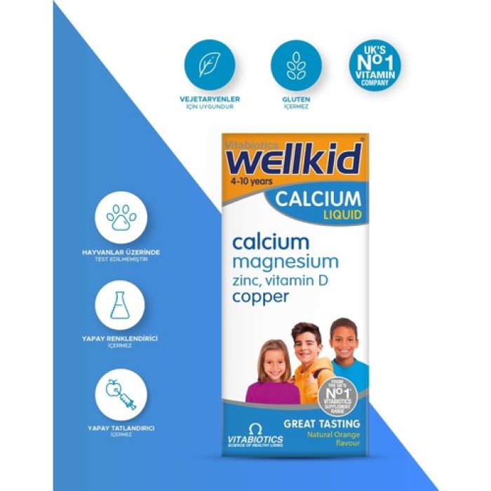 Wellkid Calcium Liquid Şurup 150 Ml