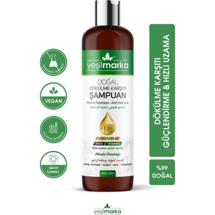 Doğal Dökülme Karşıtı Şampuan Yeşilmarka 400Ml