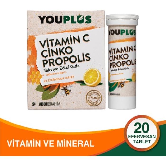 Youplus Vitamin C Çinko Propolis 20 Efervesan Tablet