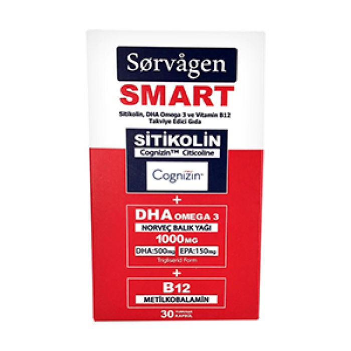 Sorvagen Smart Sitikolin Dha Omega 3 ve B12 30 Tablet
