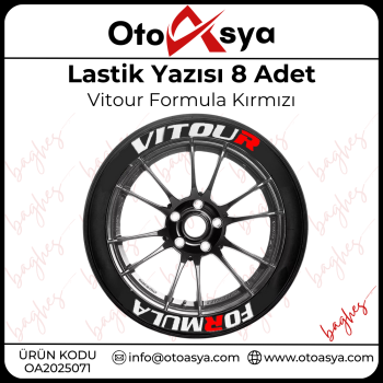 Lastik Yazısı 8 Adet Vitour Formula Kırmızı
