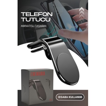 Manyetik Mıknatıslı Izgara Tipi Telefon Tutucu | Güçlü Mandallı Araç İçi Telefon Tutucu