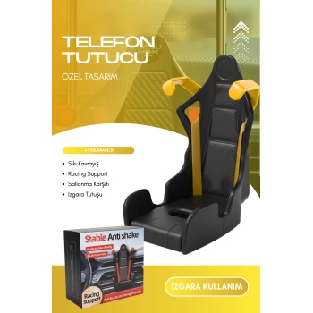 Profesyonel Yarış Koltuğu Tasarımlı Telefon Tutucu | Havalandırma Izgarasına Geçmeli Araç Tutucu