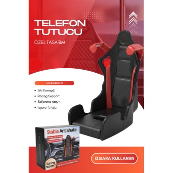Profesyonel Yarış Koltuğu Tasarımlı Telefon Tutucu | Havalandırma Izgarasına Geçmeli Araç Tutucu