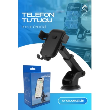 Oto Torpido Konsol Telefon Tutucu | 360 Derece Döner Ayarlı Otomatik Kilitli Vantuzlu