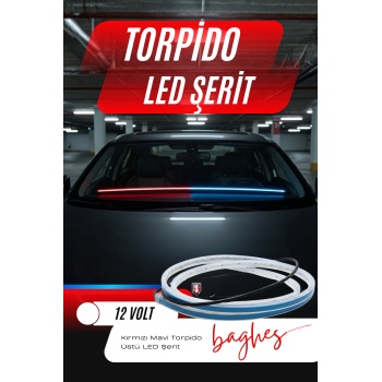 Kırmızı Mavi Flashlı Torpido Üstü LED Şerit | 12V Çift Renkli Dekoratif Araç İçi Aydınlatma