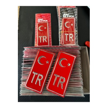 TR Plaka Arması Kırmızı 2’li Damla Etiket Sticker +AA KALİTE