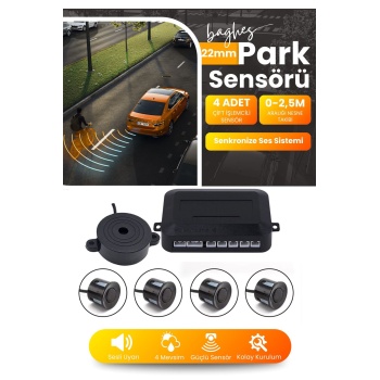 Sesli Araç Park Sensörü – 22 mm Siyah Göz, Bip Ses Uyarı