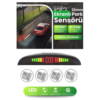 Dijital Ekranlı Sesli Araç Park Sensörü – 22 mm Gri Göz, Sesli Uyarı