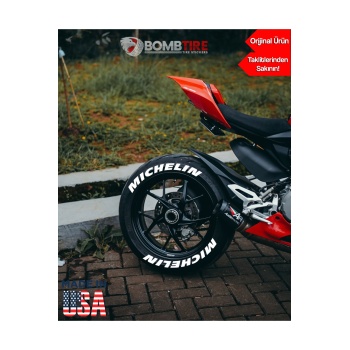 Michelin Motosiklet Ve Otomobil Uyumlu Lastik Yazısı Sticker Arma