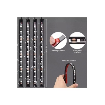 4 Parçalı Uzaktan Kumandalı Ayak Altı Araç Içi 48 Led Çok Renkli Araba Led