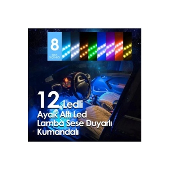 Ayak Altı Led 12 Ledli Lamba Sese Duyarlı Led Müziğe Duyarlı 48 Led