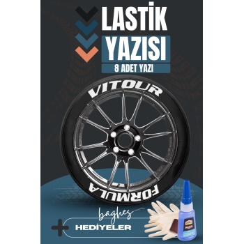 Vitour Formula Motosiklet Ve Otomobil Araç 3d Oto Lastik Yazısı Sticker Arma Seti – 8 Adet
