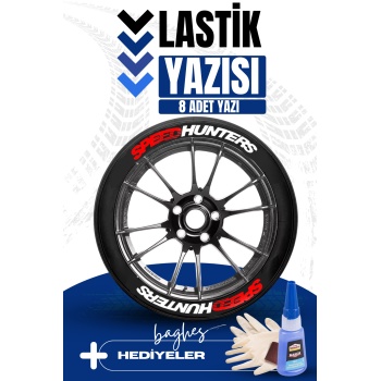 Speed Hunters Kırmızı Motosiklet Ve Otomobil Araç 3d Oto Lastik Yazısı Sticker Arma Seti – 8 Adet
