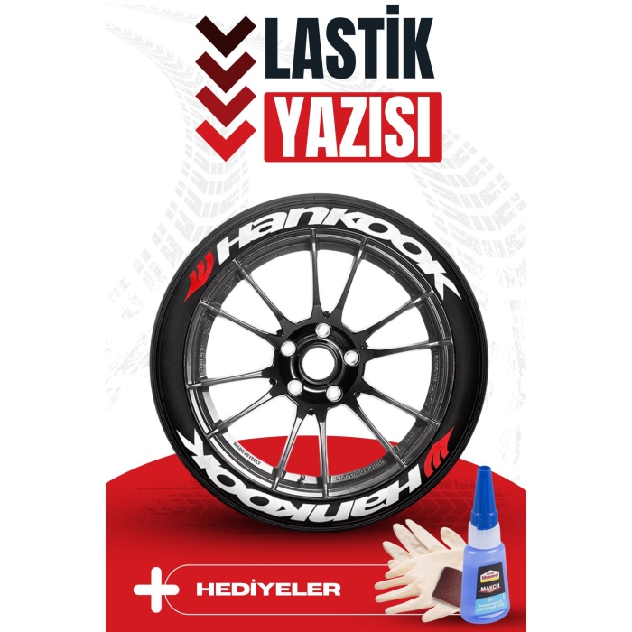 Hankook Motosiklet Ve Otomobil Araç 3d Oto Lastik Yazısı Sticker Arma Seti – 8 Adet
