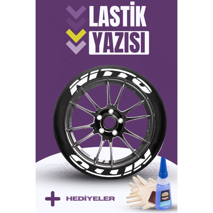 Nitto Motosiklet Ve Otomobil Araç 3d Oto Lastik Yazısı Sticker Arma Seti – 8 Adet