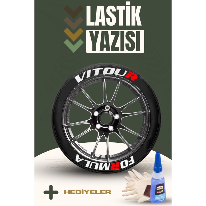 Vitour Formula Kırmızı Motosiklet Ve Otomobil Araç 3d Oto Lastik Yazısı Sticker Arma Seti – 8 Adet