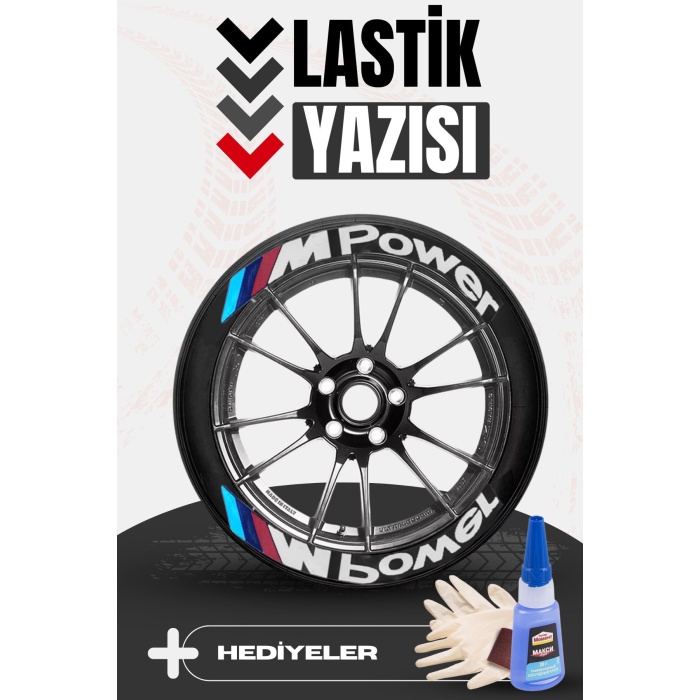 M Power Motosiklet Ve Otomobil Araç 3d Oto Lastik Yazısı Sticker Arma Seti – 8 Adet