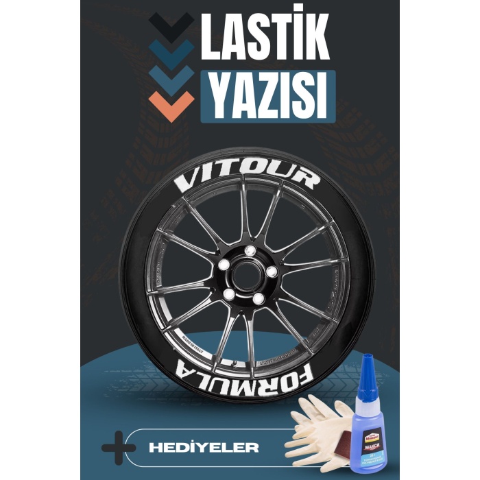 Vitour Formula Motosiklet Ve Otomobil Araç 3d Oto Lastik Yazısı Sticker Arma Seti – 8 Adet