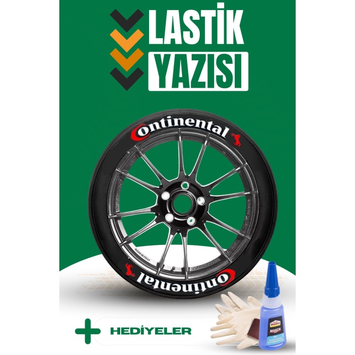 Continental Motosiklet Ve Otomobil Araç 3d Oto Lastik Yazısı Sticker Arma Seti – 8 Adet