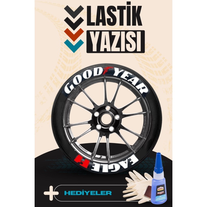 Good Year Eagle F1 Motosiklet Ve Otomobil Araç 3d Oto Lastik Yazısı Sticker Arma Seti – 8 Adet