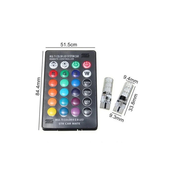 Uzaktan Kumandalı 18 Led T10 RGB Renk Değiştiren Park Ledi Ampulü