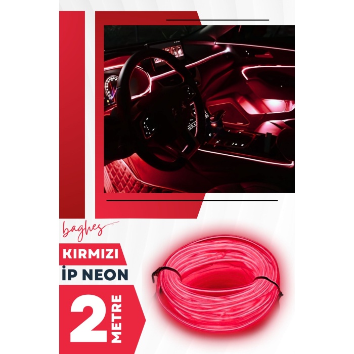 Kırmızı Araç Içi Torpido Ledi Neon Led Şerit – 2 Metre Kırmızı Işık (12V)