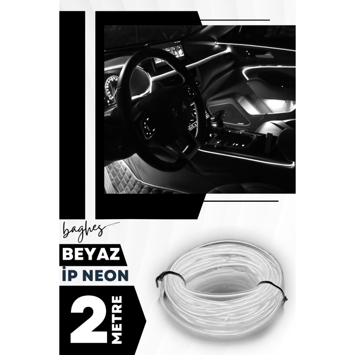 Beyaz Araç Içi Torpido Ledi Neon Led Şerit – 2 Metre Beyaz Işık (12V)