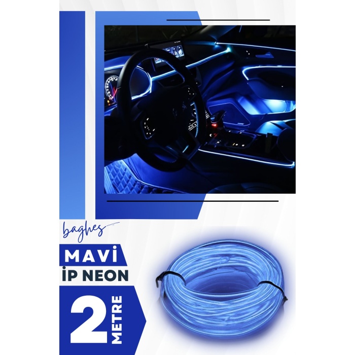 Mavi Araç Içi Torpido Ledi Neon Led Şerit – 2 Metre Mavi Işık (12V)