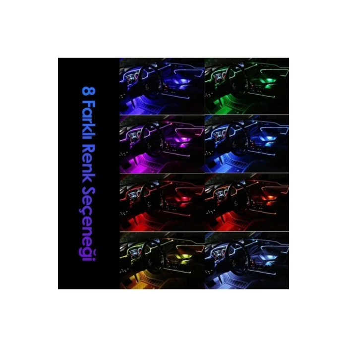 Araç Içi Ayak Altı Led Müziğe Ve Sese Duyarlı Rgb Renkli Kumandalı Led 12 Led